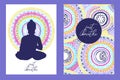 Two cards with mandala ornaments and Buddha silhouette Royalty Free Stock Photo